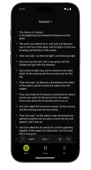 Epignosis app — Genesis 1 reading view
